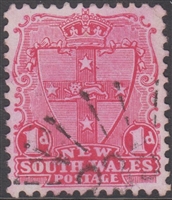NSW numeral postmark 235 rays ADELONG sunburst cancel 1d shield New South Wales Australia