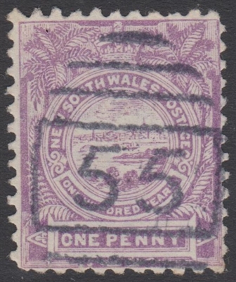NSW numeral postmark 55 NEWCASTLE barred numeral on 2d Queen Victoria New South Wales Australia