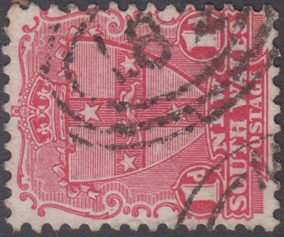 NSW numeral postmark 182 NEWTOWN oval rings numeral on 1d shield New South Wales Australia