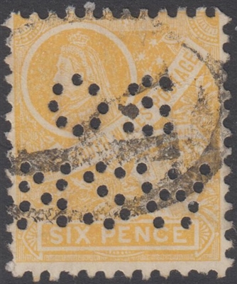 NSW SG 340 1905-10 Six Pence Centenary design OSNSW perfinNew South Wales