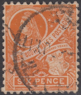 NSW SG 342 1905-1910 six pence deep orange