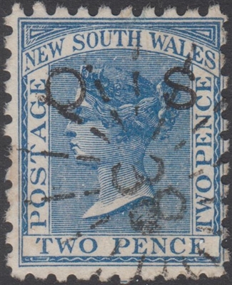 NSW SG O21 1882-1885 two pence DRL official OS overprint Queanbeyan 38 numeral postmark