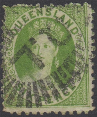 QLD SG 105 1868-78 6d Green Chalon head Queen Victoria Six Pence Queensland