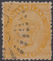 QLD SG 141 1879-81 4d Orange-Yellow First 1st Sideface Queen Victoria Four Pence Queensland