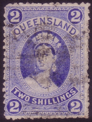 QLD SG 152 1882-1895 2/- bright blue large chalon.