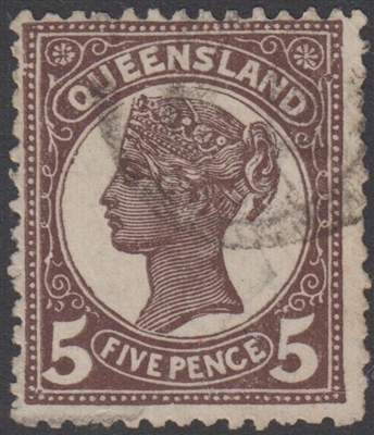QLD SG 215 1895-96 5d Purple-Brown Queen Victoria sideface Queensland Five Pence