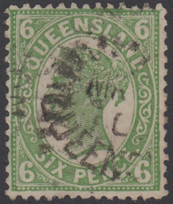 QLD SG 249 1898 6d Green Queen Victoria sideface Queensland Six Pence