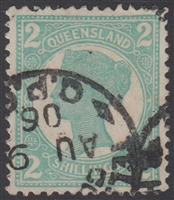 QLD SG 254 1897-1908 2s Turquoise-Green Queen Victoria sideface Queensland Two Shillings