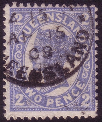 QLD SG 289a 1907-11 1906 Die. Two pence Bright blue