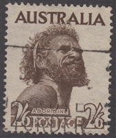 SG 253 1952-65 Aborigine CofA watermark 2s6d Deep Brown