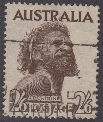 SG 253 1952-65 Aborigine CofA watermark 2s6d Deep Brown