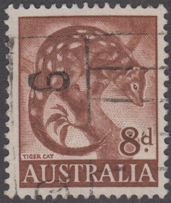 SG 317 1960 Tiger Cat Spotted-tailed Quoll 8d Eight Pence Red-brown