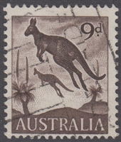 SG 318 1959 Kangaroos 9d Nine Pence Deep Sepia