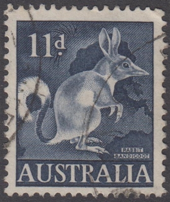 SG 319 1961 Rabbit Bandicoot 11d Eleven Pence Deep Blue