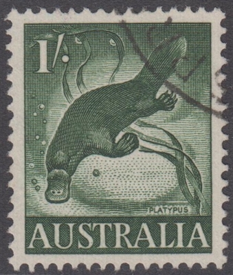 SG 320 1959 Platypus 1/- One Shilling Deep Green