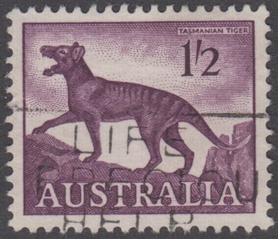 SG 321 1962 Tasmanian Tiger 11s2d 1/2- One Shilling Two Pence Deep Purple