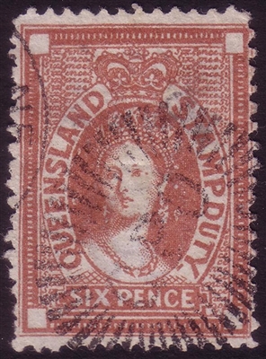 QLD SG F17 1871-72 6d red-brown stamp duty