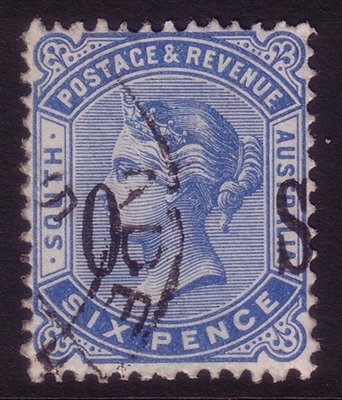 SA SG O85 1899-1901 six pence blue with OS OVERPRINT.