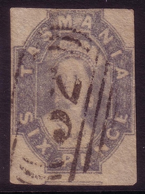 TAS SG 46 1860-1867 imperforate chalon, six pence grey-violet