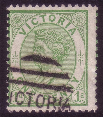 VIC SG 208 1882-84 One Penny Yellow-Green