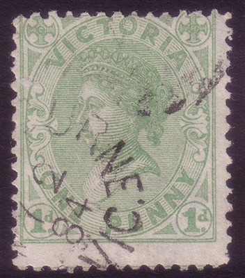 VIC SG 209 1882-84 One Penny Yellow Green