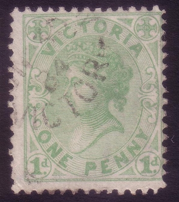 VIC SG 209b 1882-84 One Penny Pale Green