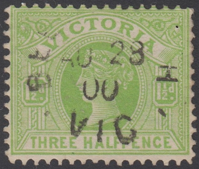 VIC SG 333 1896-99 Three Halfpence apple-green Sands & McDougall design