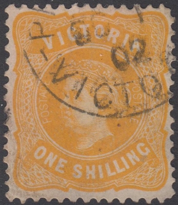 VIC SG 394 1901 One Shilling 1/- Yellow-orange Queen Victoria Australia