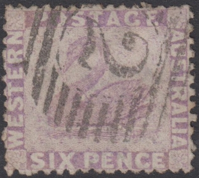 WA SG 60 Western Australia 1875 Six Pence mauve swan