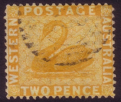 WA SG 77w 1882-1885 2d chrome-yellow. Wmk crown to right of CA