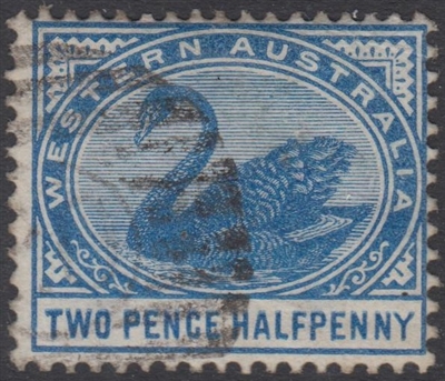 WA SG 97a 1885-1893 2Â½d blue Western Australia two pence halfpenny swan