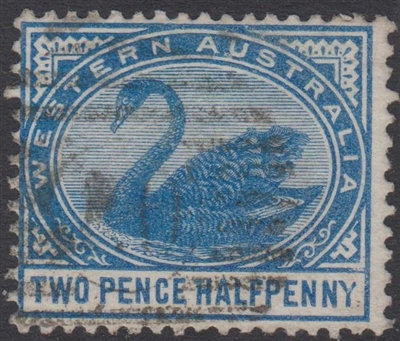 WA SG 97a 1885-1893 2Â½d blue Western Australia two pence halfpenny swan