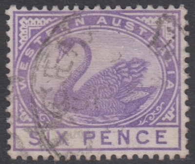 WA SG 100 1885-1893 6d bright violet Western Australia six pence swan