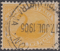 WA SG 118 1903 2d yellow Western Australia Two Pence swan