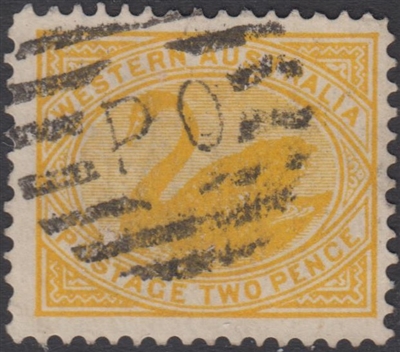 WA SG 118a 1903 2d yellow Western Australia Two Pence swan