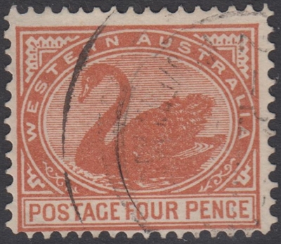WA SG 119 1902-1912 4d chestnut Western Australia Four Pence swan