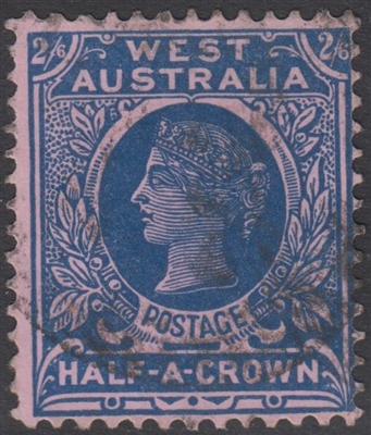 WA SG 125 Western Australia 1902-12 Half Crown 2s6d Deep Blue on Rose Queen Victoria Postage