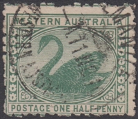 WA SG 138 1910 Â½d green Western Australia halfpenny swan