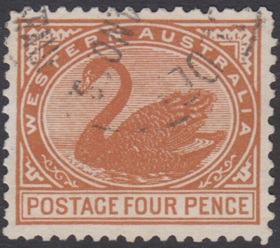 WA SG 142a 1905-1912 4d pale chestnut Western Australia Four Pence swan