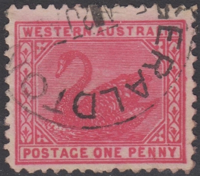 WA SG 151a Perf 11 1908 1d carmine Western Australia One Penny swan