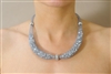 silver mesh choker necklace with crystals