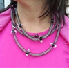 30 Park Rocks long crystal filled mesh and Lucite outer bead necklace.