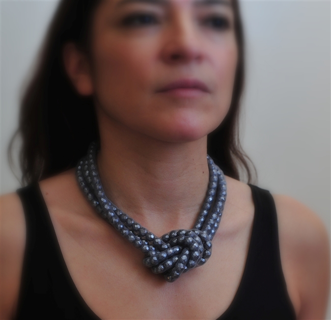 30 Park Rocks big knot choker of giant crystals encased in mesh is handmade and sparkles