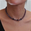 Skinny cords choker necklace with crystal outer beads.