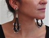 Lucite loop earrings with crystals in mesh