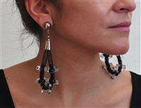 Lucite loop earrings with crystals in mesh