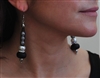Pearl, black and rhinestone earrings in mesh