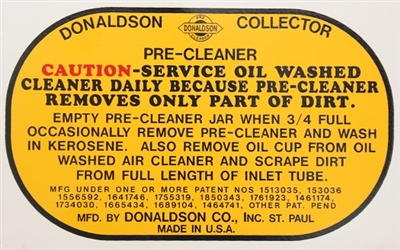 Donaldson Pre-Cleaner Decal