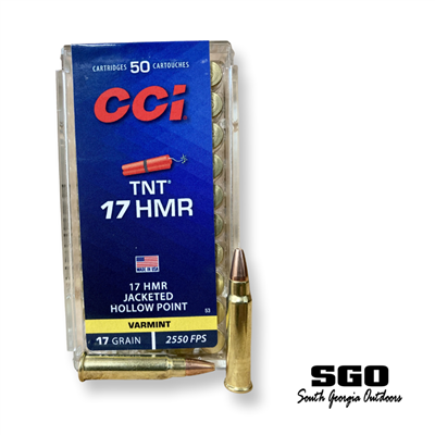 CCI TNT 17 HMR 17 GRAIN JACKETED HOLLOW POINT 2550 FPS 50 ROUND BOX