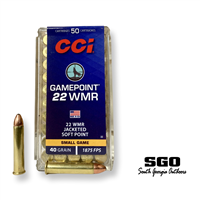 CCI GAMEPOINT 22 WMR 40 GRAIN JACKETED SOFT POINT 1875 FPS 50 ROUND BOX